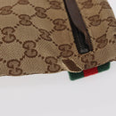 GUCCI GG Canvas Web Sherry Line Waist bag Beige Silver 28566 Auth 158471-4