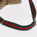 GUCCI GG Canvas Web Sherry Line Waist bag Beige Silver 28566 Auth 158471-8