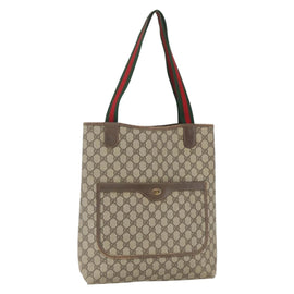 GUCCI GG Supreme Web Sherry Line Tote Bag PVC Beige Red 39 02 003 Auth 158474