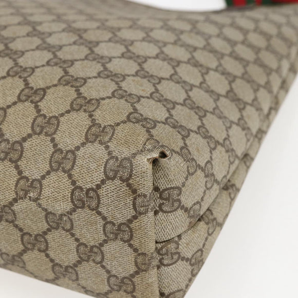 GUCCI GG Supreme Web Sherry Line Tote Bag PVC Beige Red 39 02 003 Auth 158474