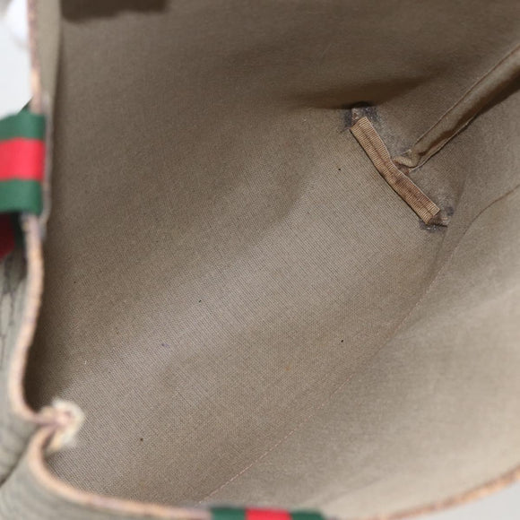 GUCCI GG Supreme Web Sherry Line Tote Bag PVC Beige Red 39 02 003 Auth 158474