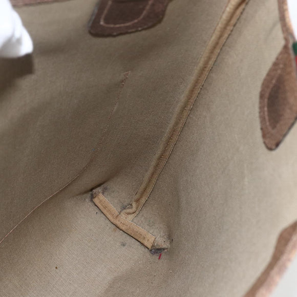 GUCCI GG Supreme Web Sherry Line Tote Bag PVC Beige Red 39 02 003 Auth 158474