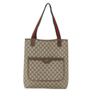 GUCCI GG Supreme Web Sherry Line Tote Bag PVC Beige Red 39 02 003 Auth 158474-13