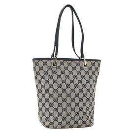 GUCCI GG Canvas Tote Bag Navy Gold 002 1099 2404 Auth 158475