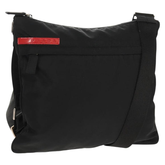 PRADA Sports Shoulder Bag Nylon Black Silver Auth 158478