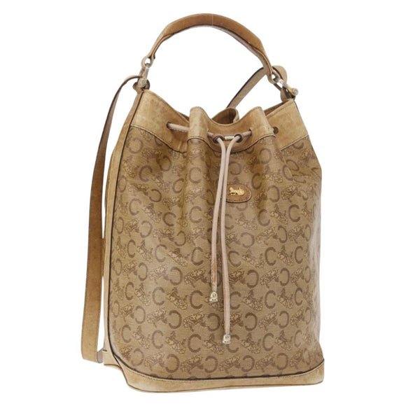 CELINE C Sulky Shoulder Bag PVC Beige Gold Auth 158480