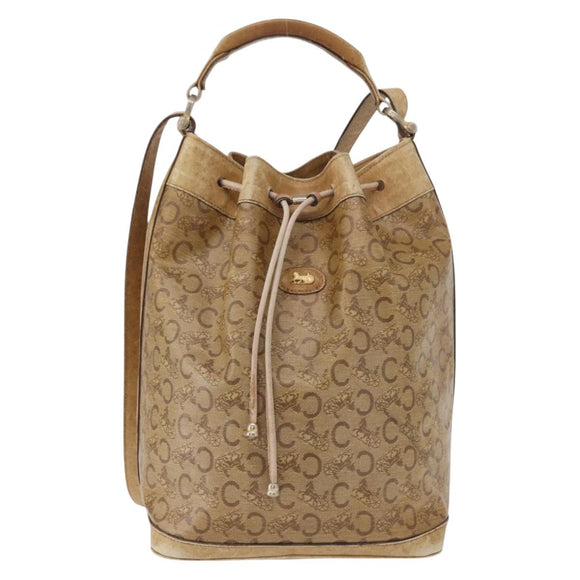 CELINE C Sulky Shoulder Bag PVC Beige Gold Auth 158480