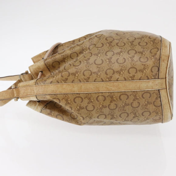 CELINE C Sulky Shoulder Bag PVC Beige Gold Auth 158480