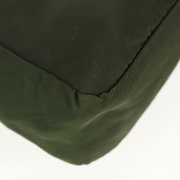 PRADA Shoulder Bag Nylon Khaki Silver Auth 158481