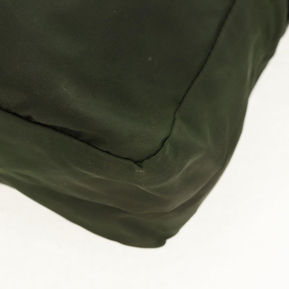 PRADA Shoulder Bag Nylon Khaki Silver Auth 158481