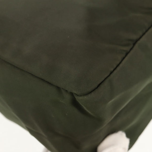 PRADA Shoulder Bag Nylon Khaki Silver Auth 158481