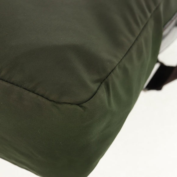 PRADA Shoulder Bag Nylon Khaki Silver Auth 158481