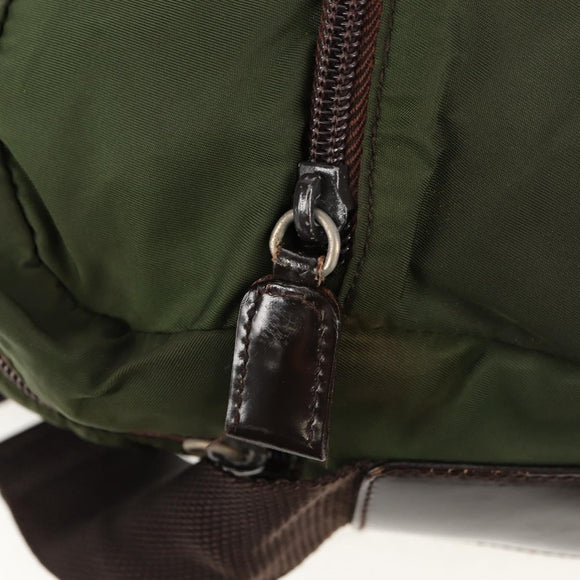 PRADA Shoulder Bag Nylon Khaki Silver Auth 158481