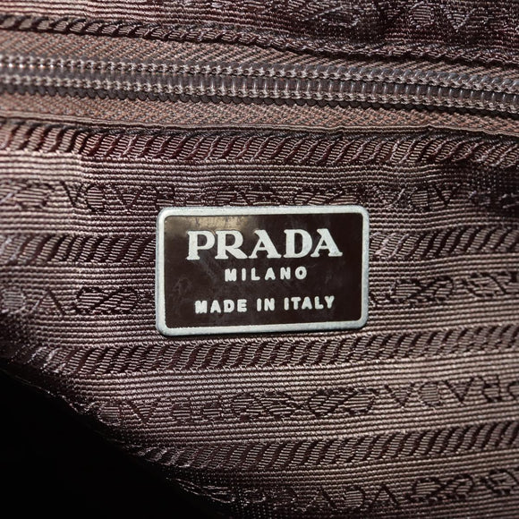 PRADA Shoulder Bag Nylon Khaki Silver Auth 158481
