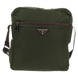 PRADA Shoulder Bag Nylon Khaki Silver Auth 158481 - 0