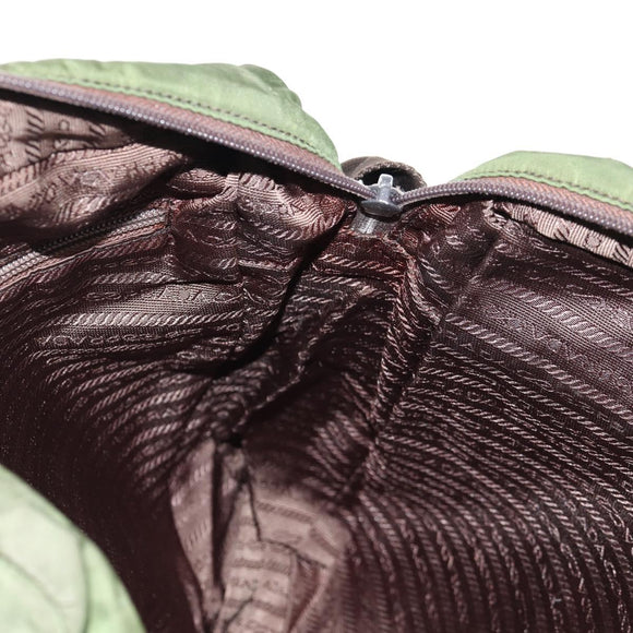 PRADA Shoulder Bag Nylon Khaki Silver Auth 158481