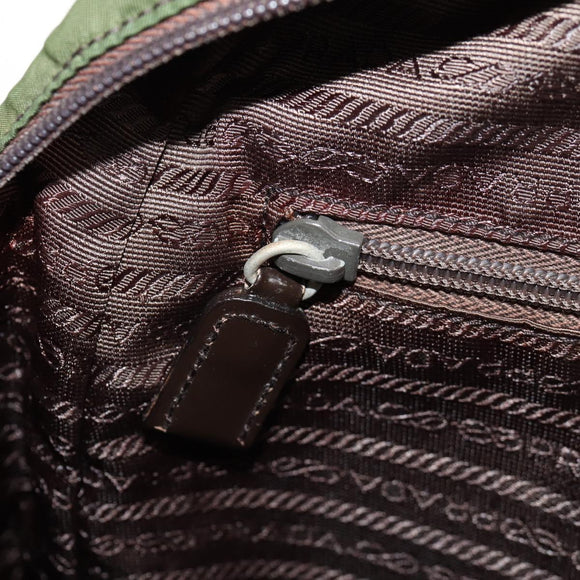 PRADA Shoulder Bag Nylon Khaki Silver Auth 158481