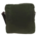 PRADA Shoulder Bag Nylon Khaki Silver Auth 158481-2
