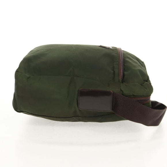 PRADA Shoulder Bag Nylon Khaki Silver Auth 158481