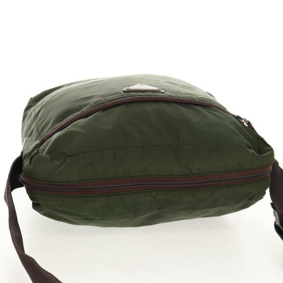 PRADA Shoulder Bag Nylon Khaki Silver Auth 158481