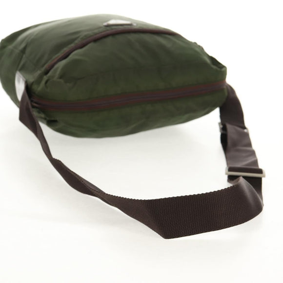 PRADA Shoulder Bag Nylon Khaki Silver Auth 158481