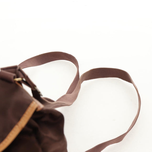 MCM Logogram Vicetos Backpack Nylon Brown Gold Auth 158482