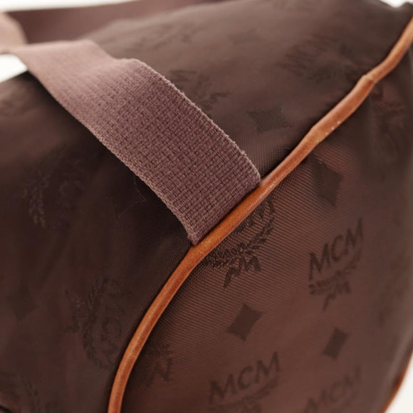 MCM Logogram Vicetos Backpack Nylon Brown Gold Auth 158482