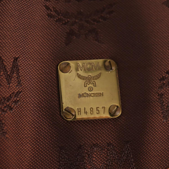 MCM Logogram Vicetos Backpack Nylon Brown Gold Auth 158482