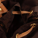 MCM Logogram Vicetos Backpack Nylon Brown Gold Auth 158482-23