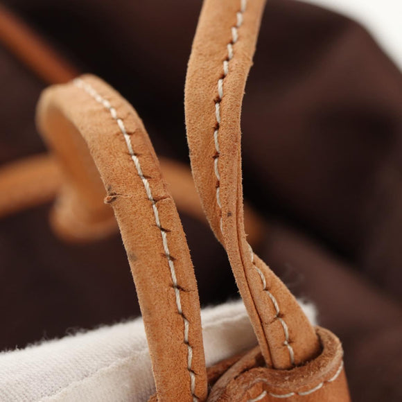 MCM Logogram Vicetos Backpack Nylon Brown Gold Auth 158482