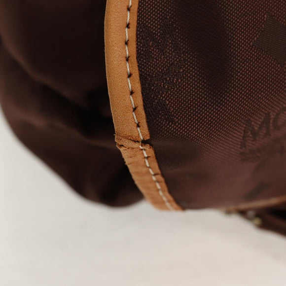 MCM Logogram Vicetos Backpack Nylon Brown Gold Auth 158482