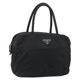 PRADA Hand Bag Nylon Black Silver Auth 158483