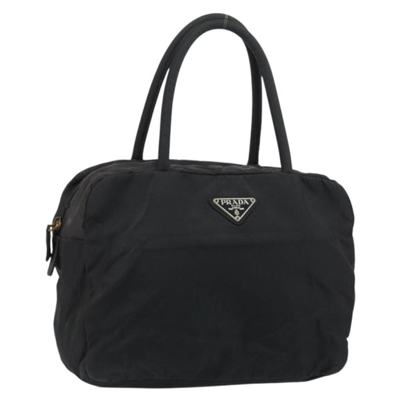 PRADA Hand Bag Nylon Black Silver Auth 158483