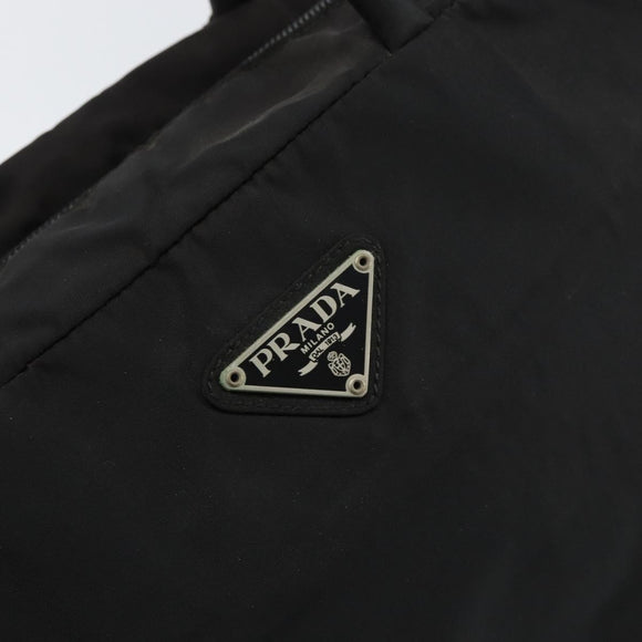 PRADA Hand Bag Nylon Black Silver Auth 158483