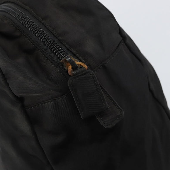 PRADA Hand Bag Nylon Black Silver Auth 158483