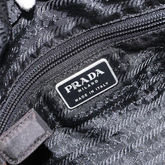 PRADA Hand Bag Nylon Black Silver Auth 158483