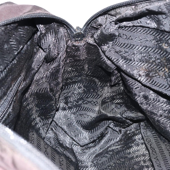 PRADA Hand Bag Nylon Black Silver Auth 158483