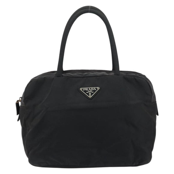PRADA Hand Bag Nylon Black Silver Auth 158483