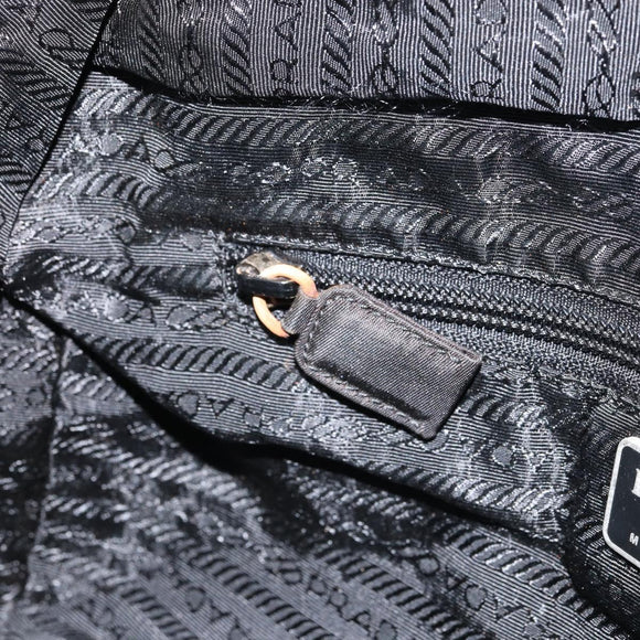 PRADA Hand Bag Nylon Black Silver Auth 158483