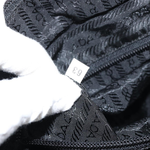 PRADA Hand Bag Nylon Black Silver Auth 158483