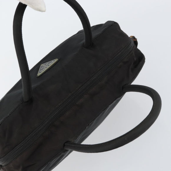 PRADA Hand Bag Nylon Black Silver Auth 158483