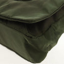 PRADA Shoulder Bag Nylon Khaki Silver Auth 158484-16