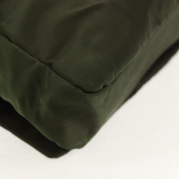 PRADA Shoulder Bag Nylon Khaki Silver Auth 158484