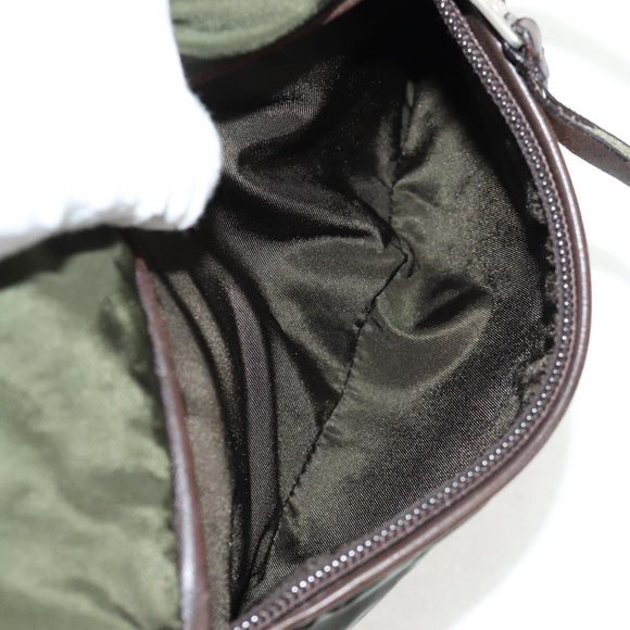PRADA Shoulder Bag Nylon Khaki Silver Auth 158484