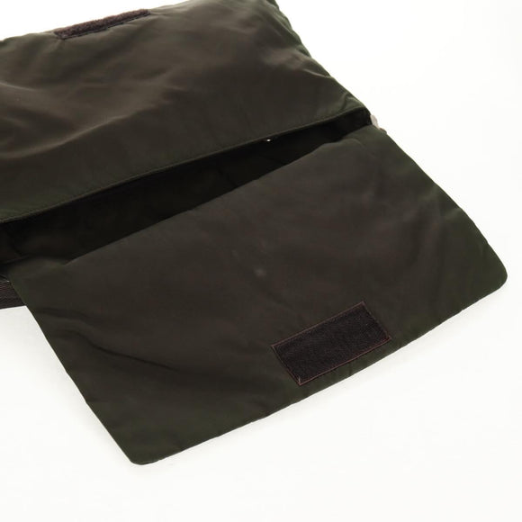 PRADA Shoulder Bag Nylon Khaki Silver Auth 158484