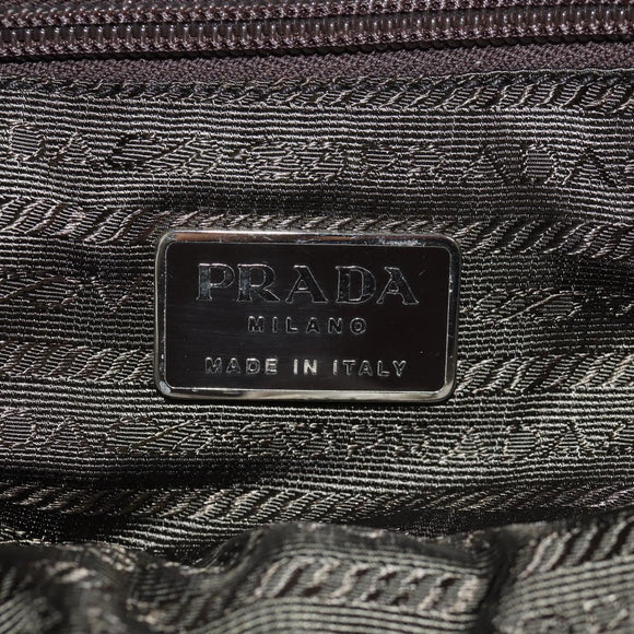 PRADA Shoulder Bag Nylon Khaki Silver Auth 158484