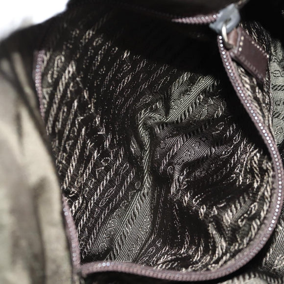 PRADA Shoulder Bag Nylon Khaki Silver Auth 158484