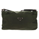 PRADA Shoulder Bag Nylon Khaki Silver Auth 158484-2