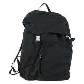 PRADA Backpack Nylon Black Silver Auth 158485