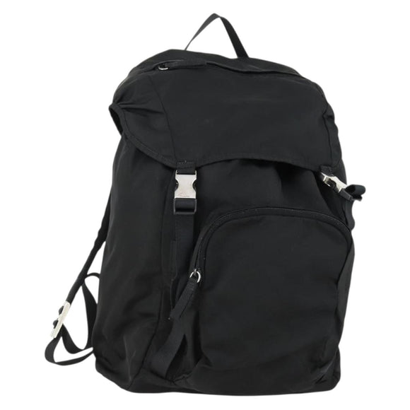 PRADA Backpack Nylon Black Silver Auth 158485